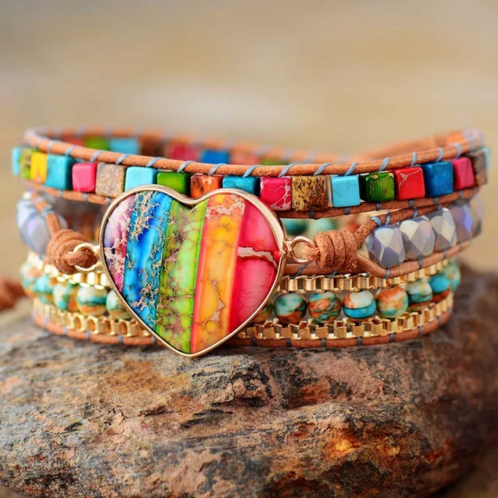 ROMANCE Handmade Leather Chakra Wrap Bracelet - Picture 5 of 5